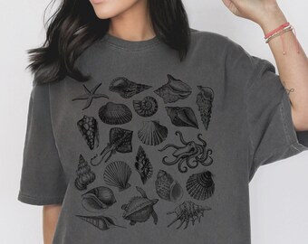 Seashell Shirt Ocean Inspired Style Ocean Aesthetic Tee Vintage Tattoo Shirt Beachy Shirt Marine Life Shirt Sea Life Turtle Octopus Shirt