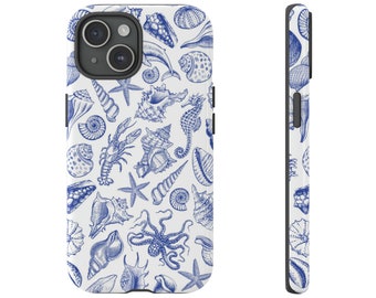 Seashell Phone Case Blue Summer Phone Case Coconut Girl Beachy Phone Case Starfish Phone Case Ocean Inspired Style iPhone 15 14 13 Pro Max