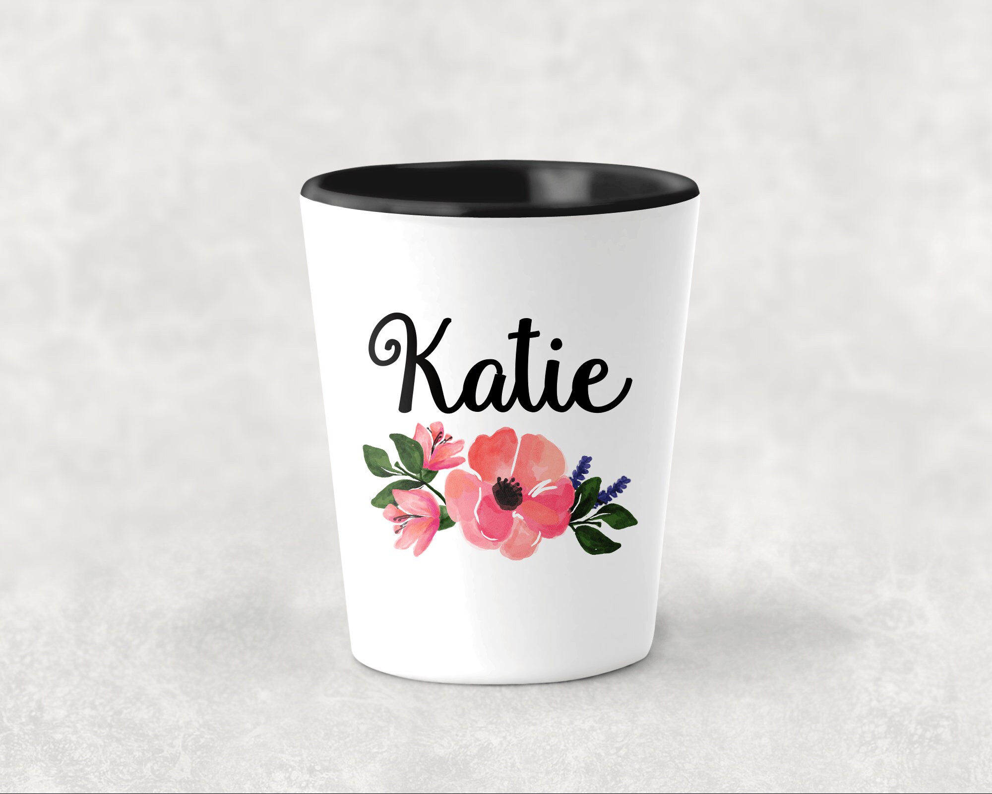 Customized Shot Glass Name Flower Shot Glass Personalized Etsy