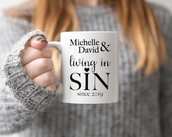 Moving In Together Gift, Personalized Couples Mug, Living in Sin