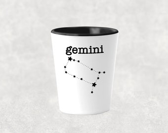 Gemini Shot Glass, Gemini Gifts, Gemini Constellation, Zodiac Shot Glasses, Zodiac Gifts Gemini, Astrology Gifts, Gemini Birthday Gift