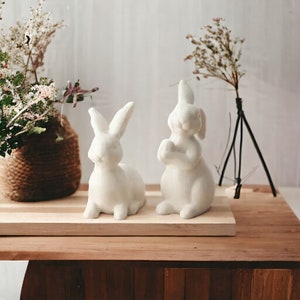 Ceramic  sitting white  bunny rabbit set of 2 Easter Rabbit, Ceramic bunny rabbit, cute ornament, gift, housewarming gift, christening gift