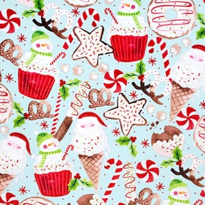Xmas Treats Digital Cuddle Aqua, Shannon Fabrics, Cuddle, Minky, Multi Colored Minky, Christmas Minky, Cookie Cuddle, Minky, Winter Minky