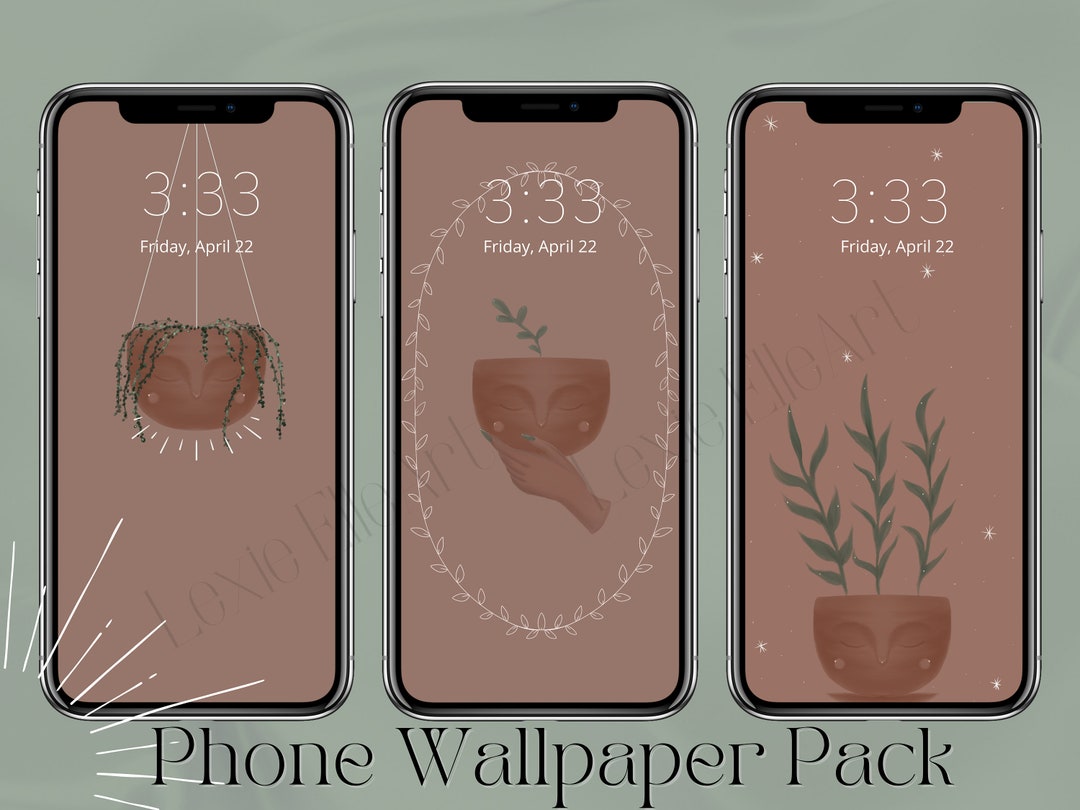 Plant Phone Minimalist Wallpaper Pack // 3 Designs - Etsy