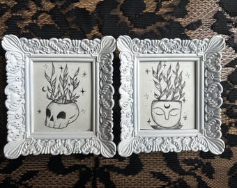 Spooky Whimsical Botanical Framed Mini Artwork