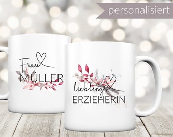 Personalisierte Tasse "lieblings Erzieherin" mit Wunschname - Tasse matt