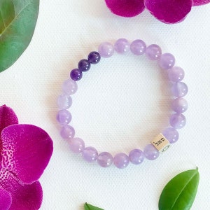Prosperity Bracelet 72 Name of God - Solid Silver, Purple Mauve Jade and Amethyst Gemstone - Ladies Collection