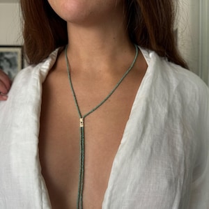 Beaded Bolo Necklace - turquoise Picasso & ivory