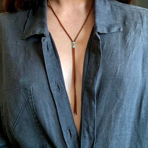 Collier Bolo en perles - rouille et turquoise Picasso