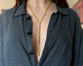 Beaded Bolo Necklace - mustard seed & coriander