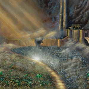 The Battle Of Helm's Deep Oil Painting | Print – Lord of the Rings Fan Art | Gandalf | Rohirrim