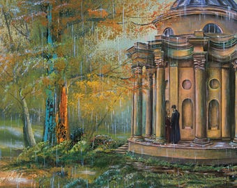 Darcy Proposal in the Rain |  2005 Pride and Prejudice Oil Painting Art Print  | Matthew Macfadyen | Jane Austen | Elizabeth Bennet