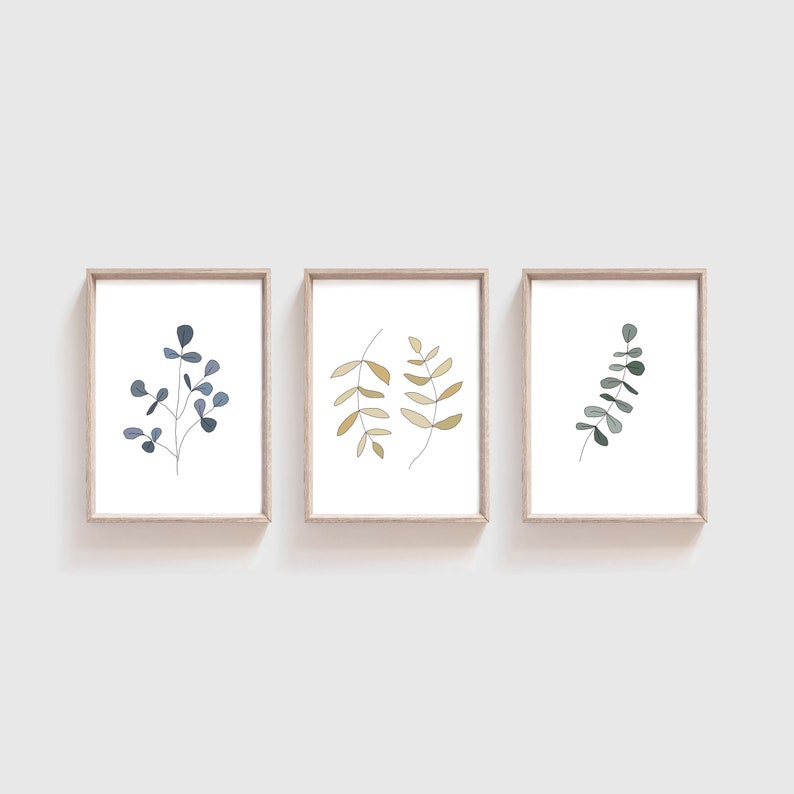 Set of Three Minimalist Plant Print Instant Downloadable File Modern Farmhouse, Simple Wall Decor, Digital PrintPosterPainting