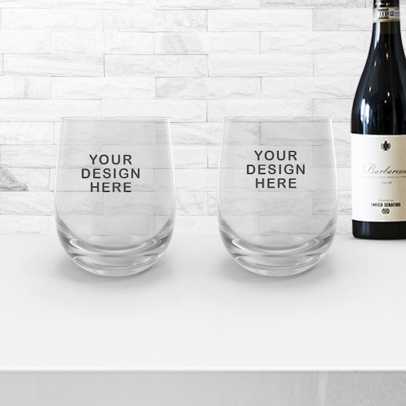 2 Stemless Wine Glasses Mockup Wine Tumbler Mockup - Free ...