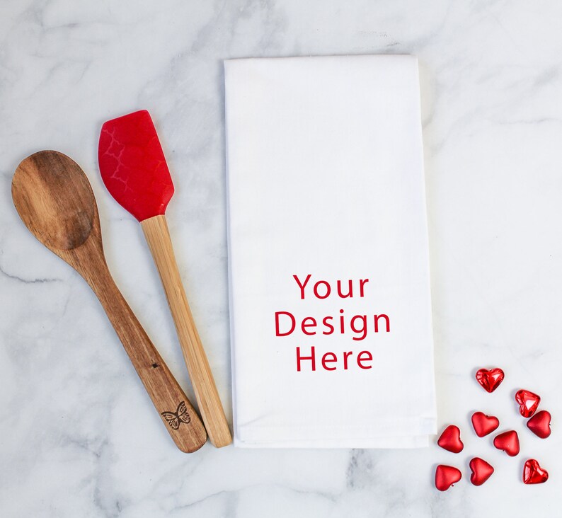 Download 2 Tea Towel Mockups Valentines Day Kitchen Towel Mockup | Etsy