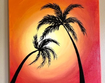 Acrylic Palm Tree Silhouette Painting
