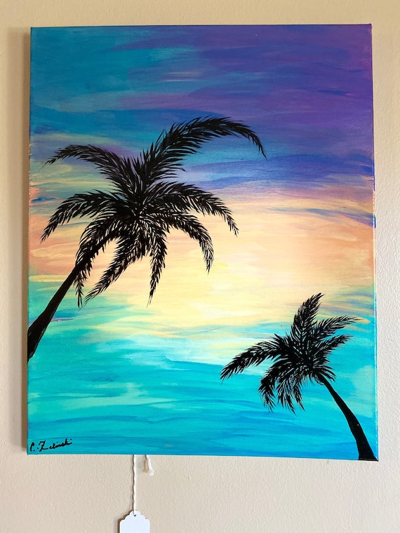Acrylic Palm Tree Silhouette Painting Etsy