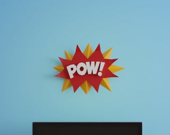 Pow Comics Art Papercraft 3D DIY low poly paper crafts origami wall decor template
