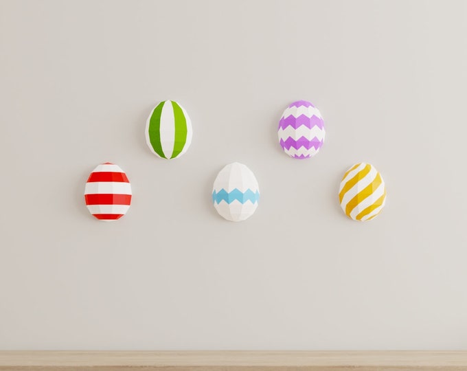 Wall Eggs Papercraft 3D DIY Low Poly Paper Crafts Easter Wall Decor ...