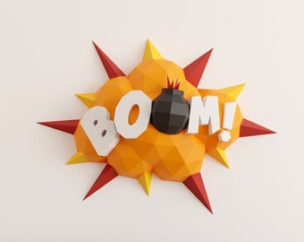 Boom Comics Pop Art Papercraft 3D DIY low poly paper crafts wall hanging model template