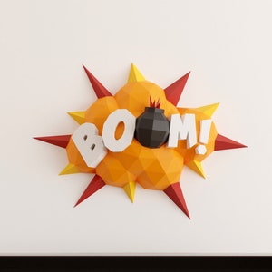 Boom Comics Pop Art Papercraft 3D DIY low poly paper crafts wall hanging model template