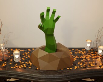 Hand From Ground 3D Papercraft DIY low poly Halloween decor model template
