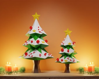 Christmas Tree Papercraft 3D DIY low poly paper crafts Christmas Holidays decor template