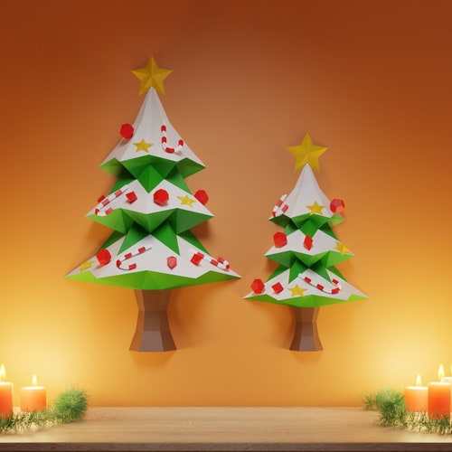 Printable DIY Template PDF. Christmas Decorations. Low Poly - Etsy