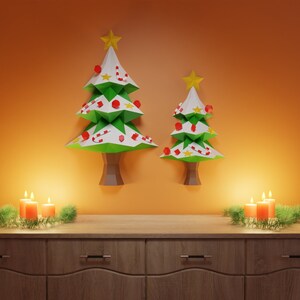 Christmas Tree Wall Hanging Papercraft 3D DIY holidays low poly paper crafts wall decor template