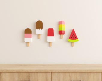 Popsicles Ice cream Papercraft 3D DIY low poly paper crafts origami wall decor template