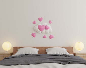 Hearts in Cloud Papercraft 3D - DIY low poly paper crafts wall decoration