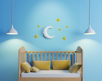 Moon and Stars Papercraft 3D DIY low poly paper crafts origami wall decor template