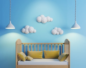 Clouds Papercraft 3D - DIY low poly paper crafts origami - nursery wall decor template