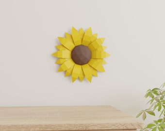 Sunflower Papercraft 3D DIY low poly paper crafts origami wall decor template