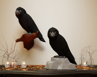 Raven Papercraft 3D DIY low poly paper crafts Halloween model and wall decor templates