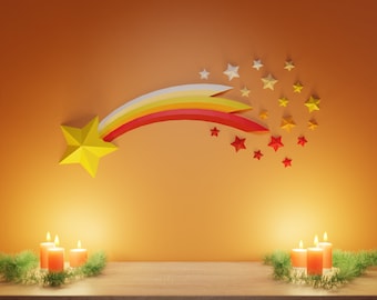 Shooting Star Papercraft 3D DIY low poly paper crafts origami wall decor template