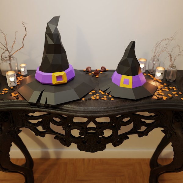 Witch Hat Papercraft 3D DIY low poly paper crafts Halloween costume template