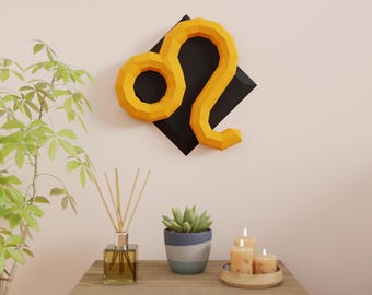 Leo Papercraft 3D DIY low poly Zodiac Symbol model template