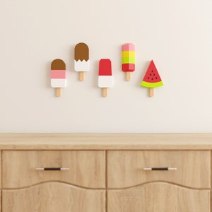 Popsicles Ice cream Papercraft 3D DIY low poly paper crafts origami wall decor template