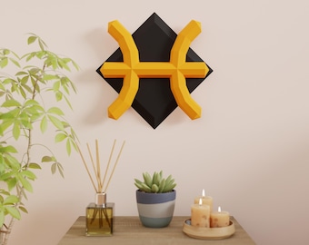 Pisces Papercraft 3D DIY low poly Zodiac Symbol model template