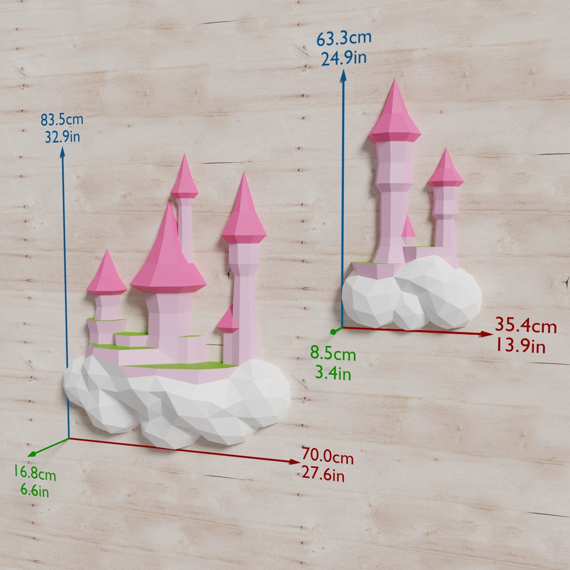 Castle in the Clouds Papercraft 3D DIY Low Poly Paper Crafts Fantasy ...