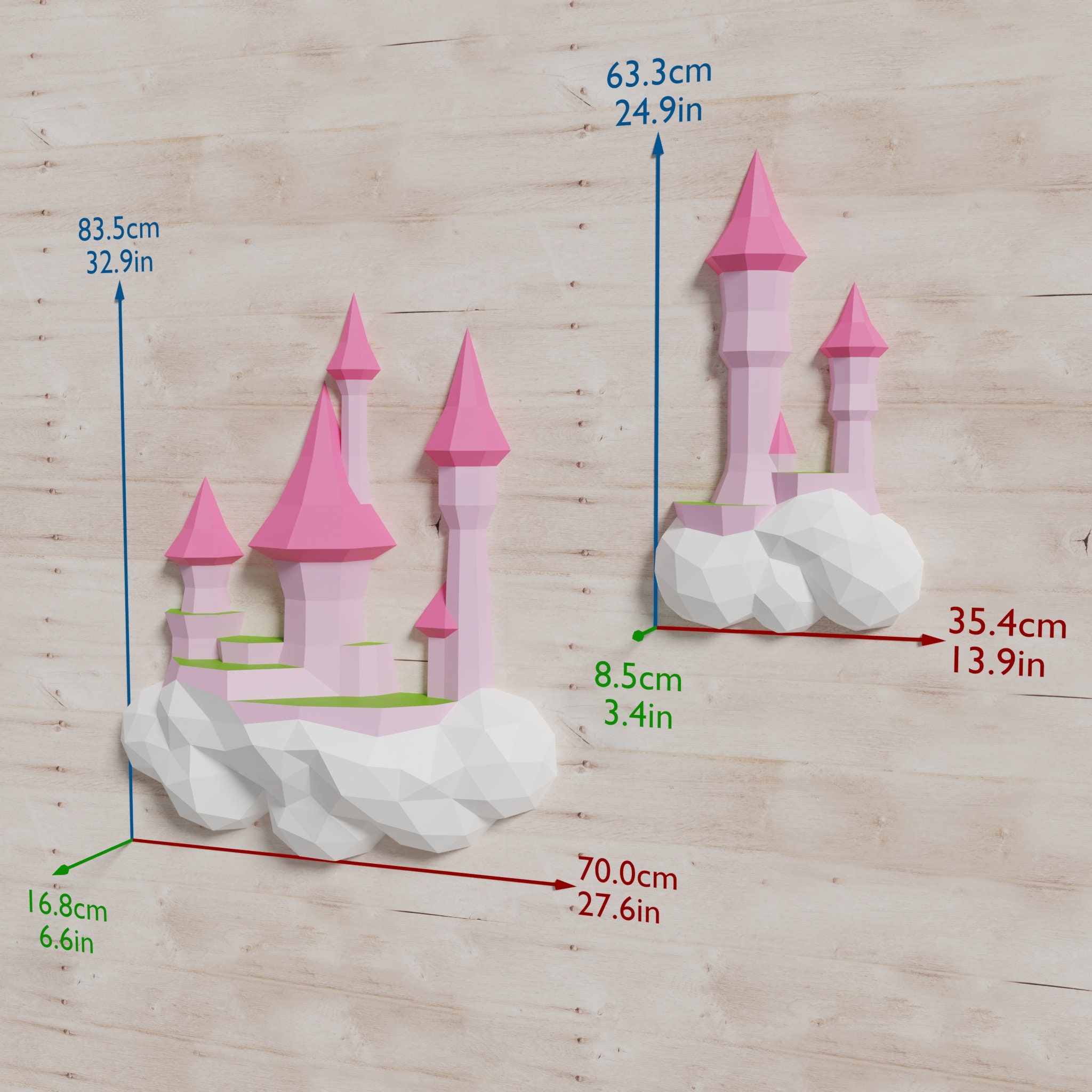 Castle in the Clouds Papercraft 3D DIY Low Poly Paper Crafts Fantasy ...