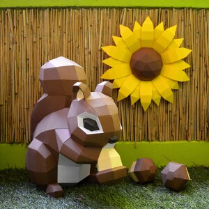 Sunflower Papercraft 3D DIY Low Poly Paper Crafts Origami Wall Decor ...
