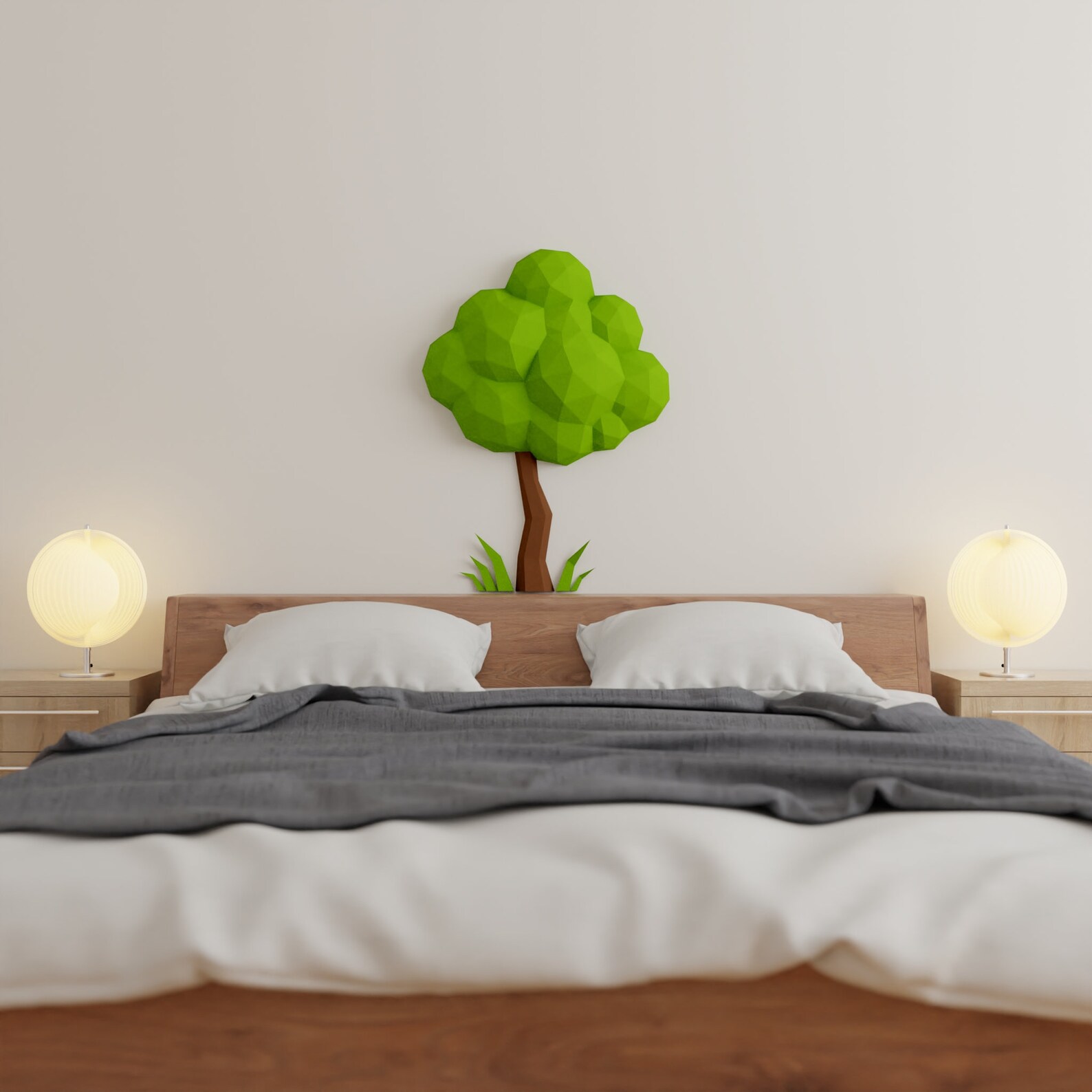Tree Papercraft 3D DIY Low Poly Paper Crafts Origami Wall Decor ...