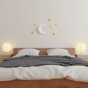 Moon and Stars Papercraft 3D DIY low poly paper crafts origami wall decor template image 2