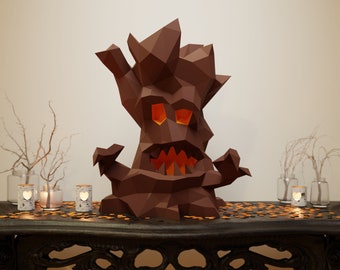 Scary Tree Papercraft 3D DIY low poly paper crafts Halloween decor template