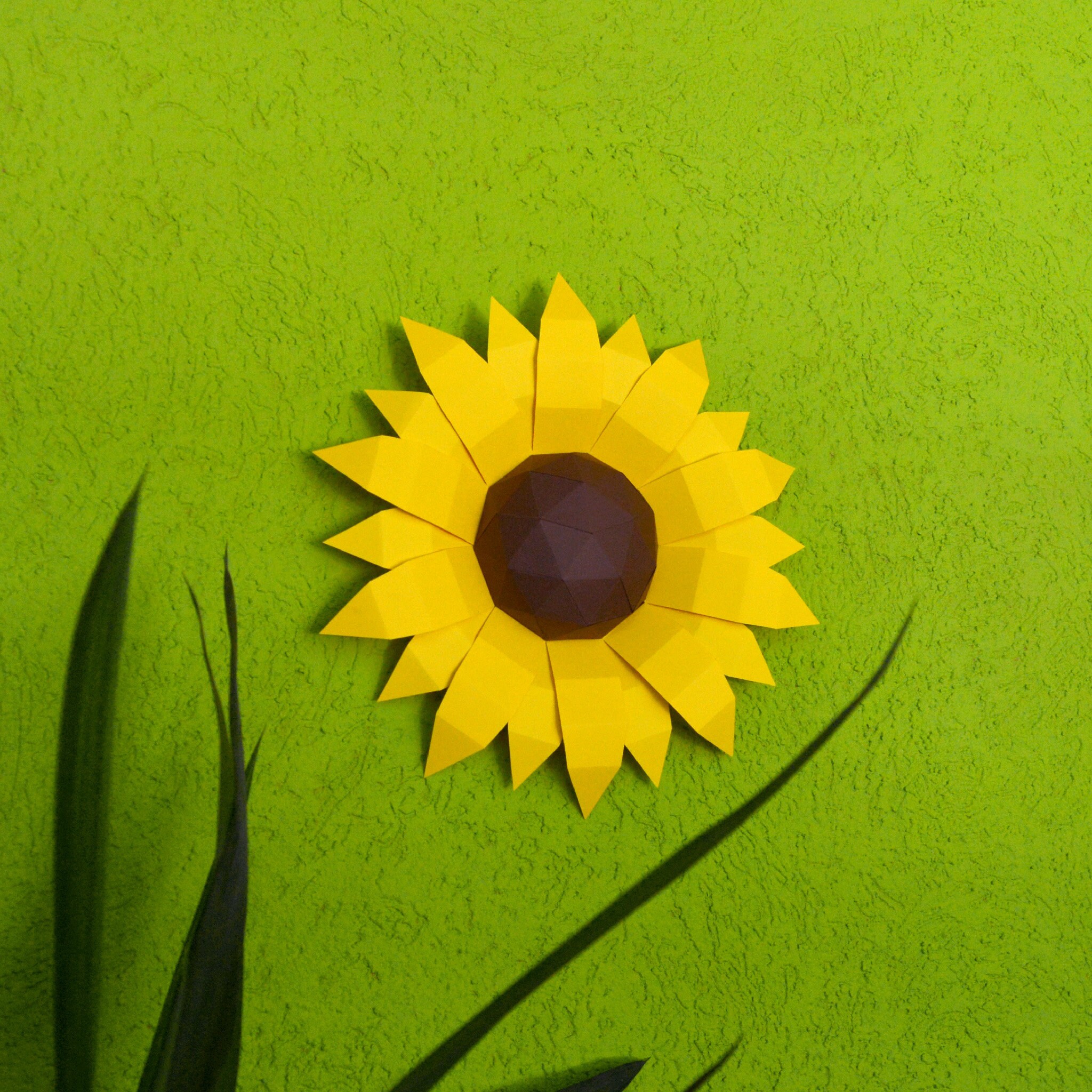 Sunflower Papercraft 3D DIY Low Poly Paper Crafts Origami Wall Decor ...