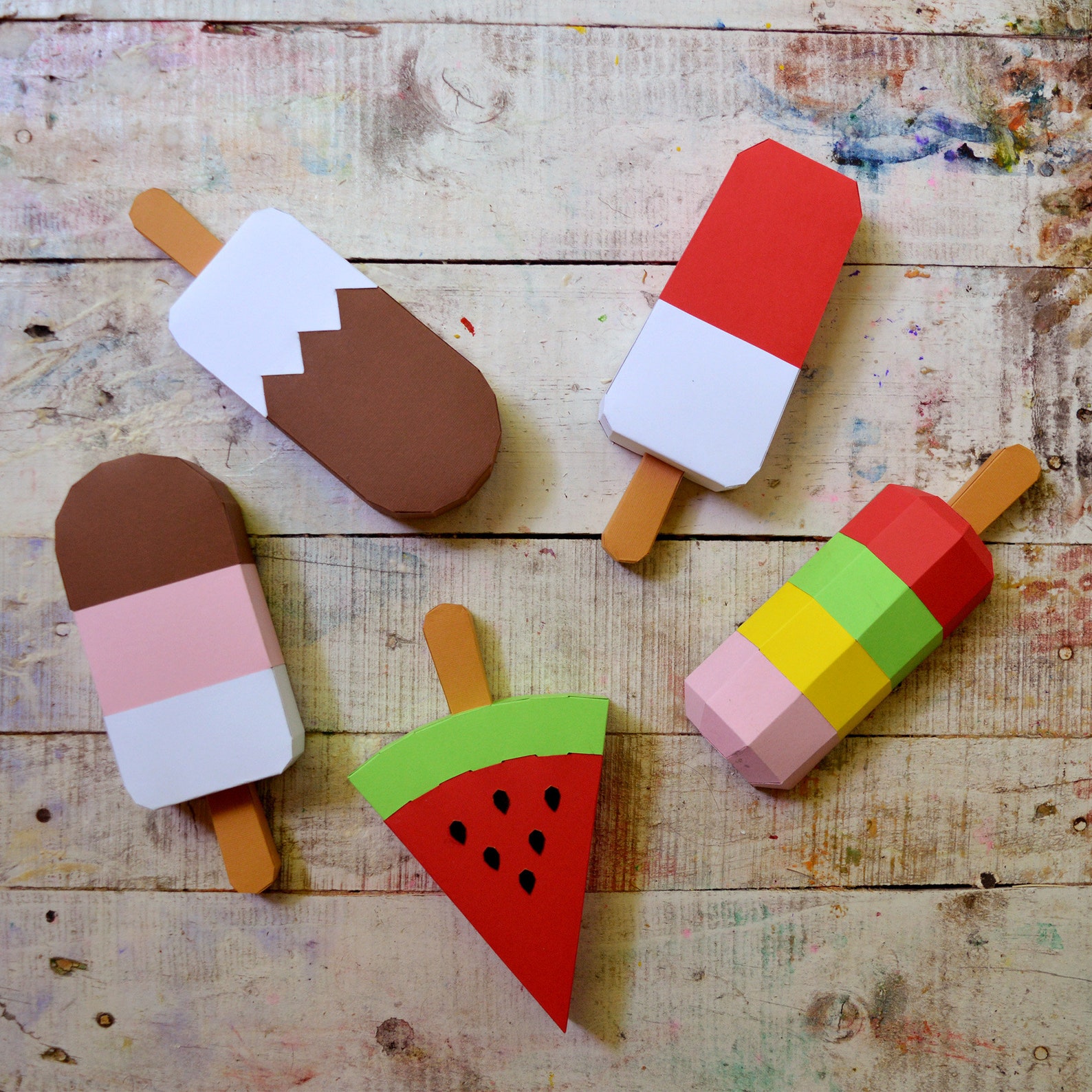 Popsicles Ice cream Papercraft 3D DIY low poly paper crafts | Etsy