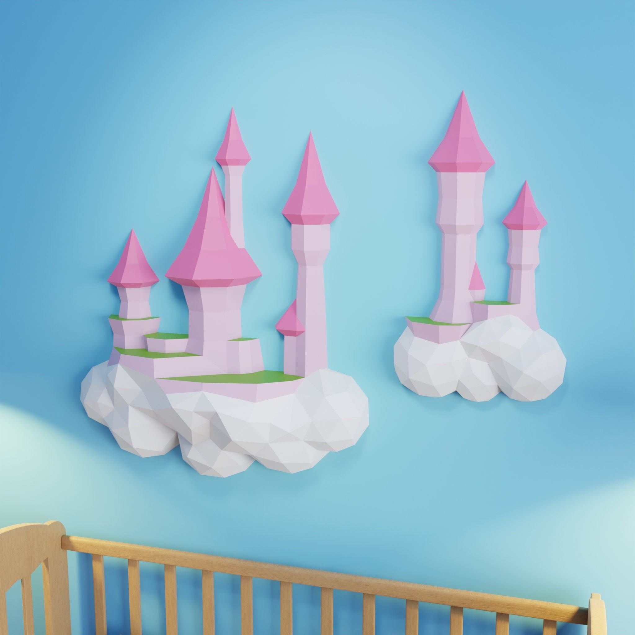 Castle in the Clouds Papercraft 3D DIY Low Poly Paper Crafts Fantasy ...