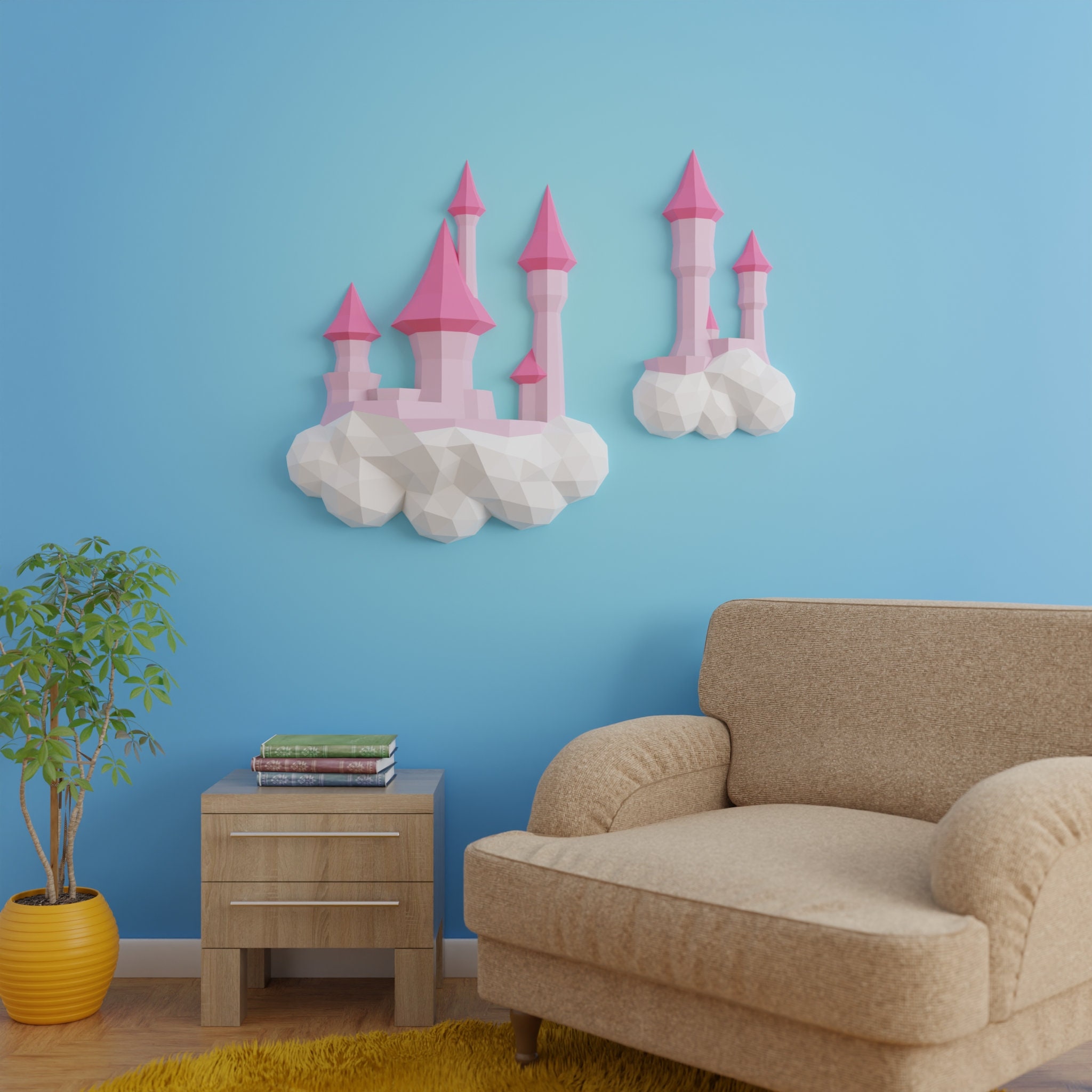 Castle in the Clouds Papercraft 3D DIY Low Poly Paper Crafts Fantasy ...